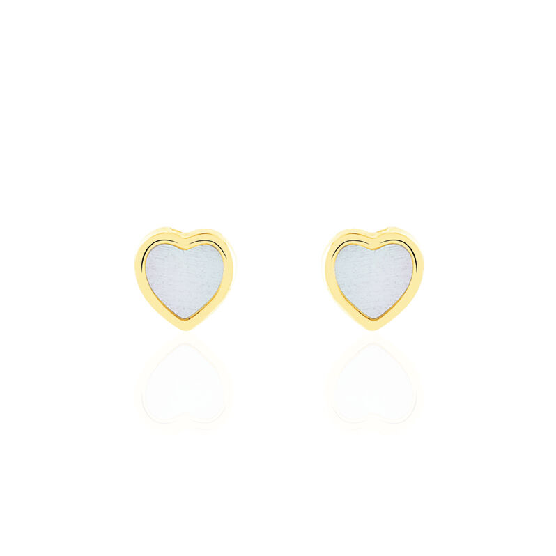 Boucles D'oreilles Or Jaune Azalea Coeur Nacre - Spannringe Kinder | OROVIVO