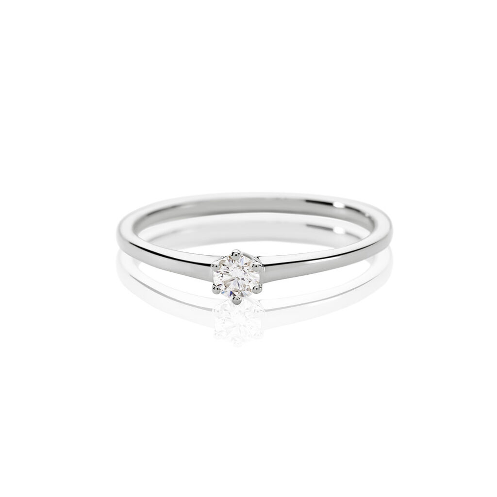 Damen Ring Weißgold 585 Rund Weiß Monopoli - Verlobungsringe Damen | OROVIVO
