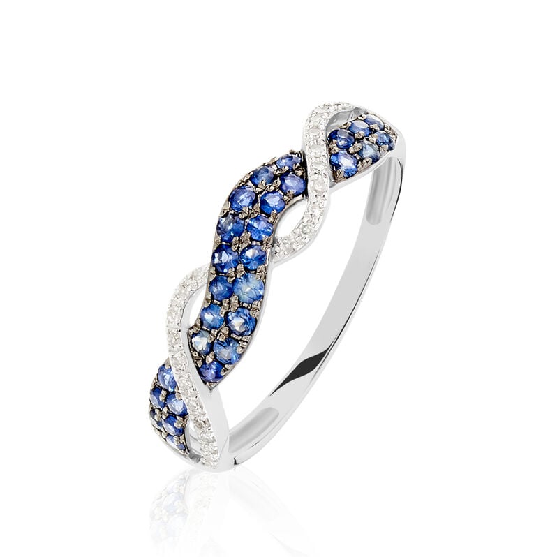 Anello Fascia Charlotte Oro Bianco Zaffiro Diamante - Spannringe Damen | OROVIVO