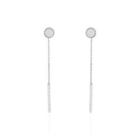 Damen Ohrstecker Lang Weißgold 375 Perlmutt - Ohrstecker lang Damen | OROVIVO