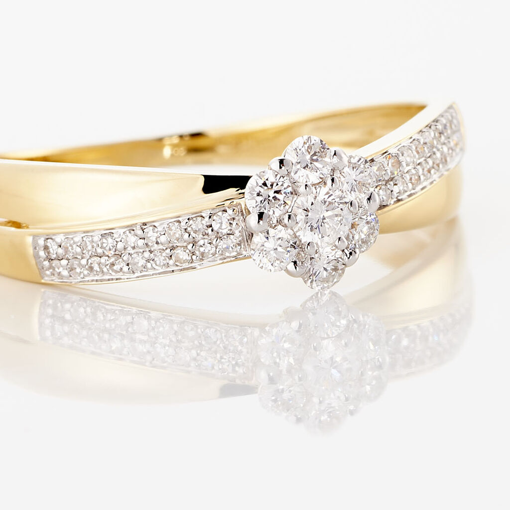 Bague Magnolia Croisee Or Jaune Diamant - Spannringe Damen | OROVIVO