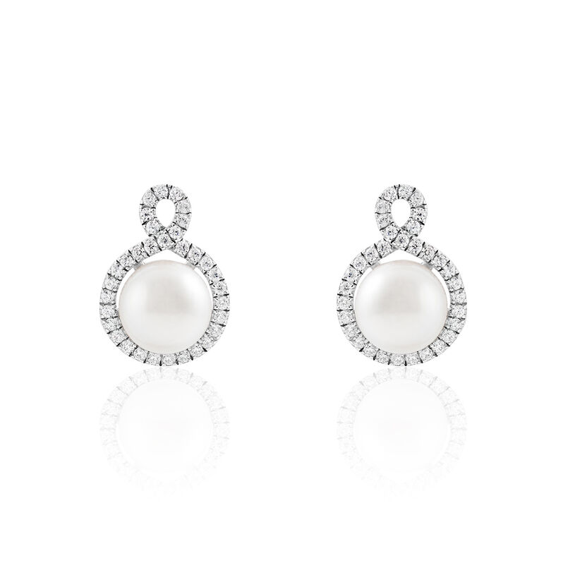 Boucles D'oreilles Puces Daan Argent Blanc Perle De Culture - Spannringe Damen | OROVIVO