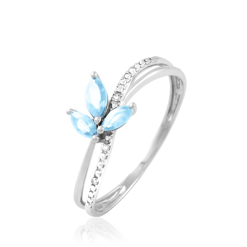Bague Angie Or Blanc Topaze Et Diamant - Spannringe Damen | OROVIVO
