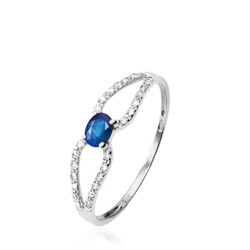 Bague Orlana Or Blanc Saphir Et Diamant - Spannringe Damen | OROVIVO
