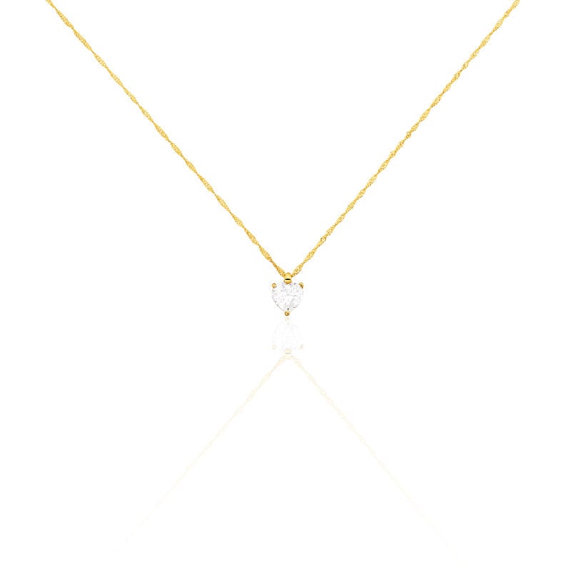 HERZ Damen Collier Gold 375 (9 Karat) Zirkonia Wei&szlig; 1,4 ct Herz - Halsketten Damen | OROVIVO