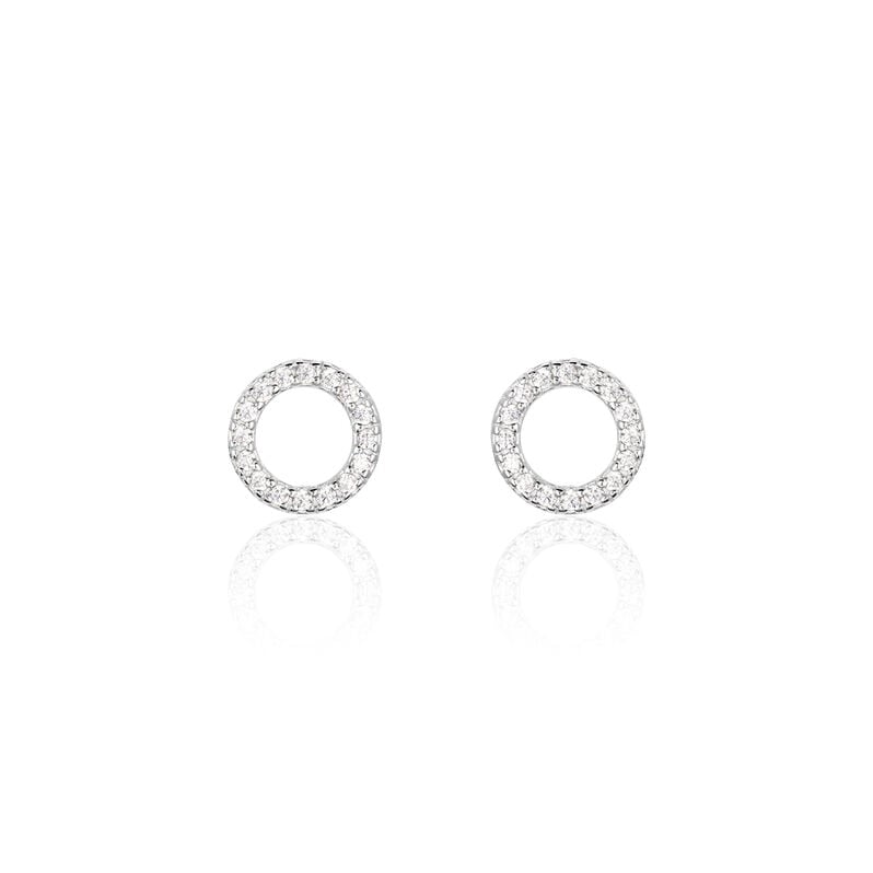 Damen Ohrstecker Silber 925 Zirkonia Weiß Kreis - Ohrstecker Damen | OROVIVO
