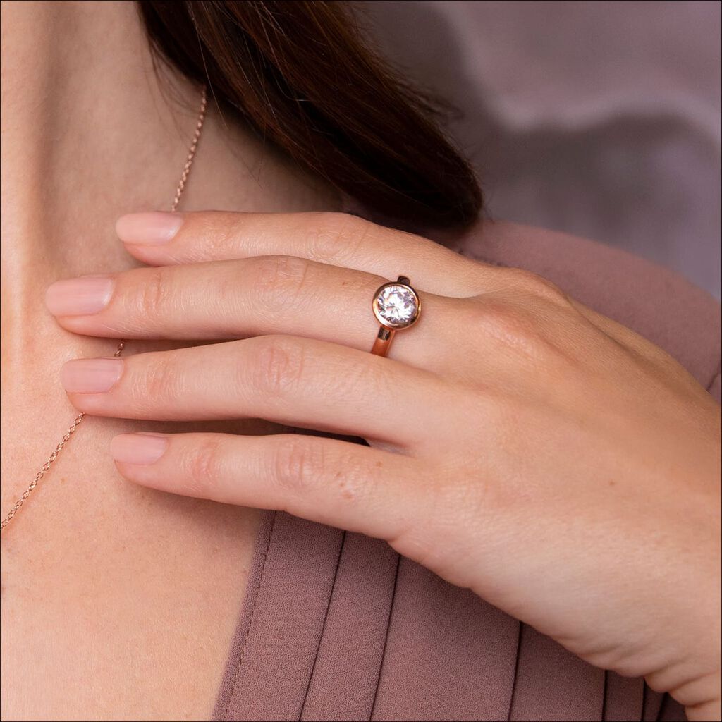 Damen Ring Silber rosevergoldet 925 Zirkonia Sonya  - Verlobungsringe Damen | OROVIVO