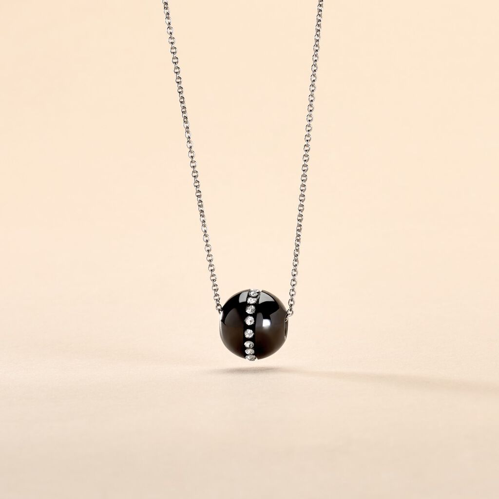 Collier Nina Cera Argent Blanc Strass Et Céramique - Spannringe Damen | OROVIVO