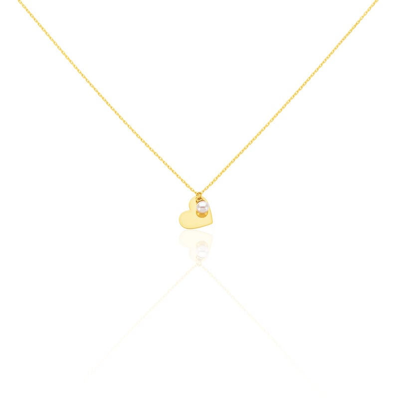 LIKE Damen Collier Gold 375 (9 Karat) Zuchtperle Perlmutt Herz - Halsketten Damen | OROVIVO