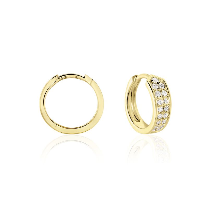 Emily Damen Creolen Gold 585 (14 Karat) Diamant Wei&szlig; 0,05 ct - Creolen Damen | OROVIVO