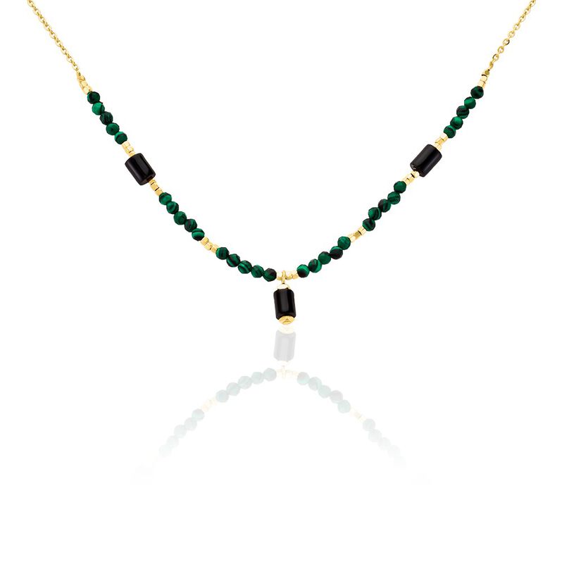 Collier Attila Acier Doré Onyx Malachite - Spannringe Damen | OROVIVO