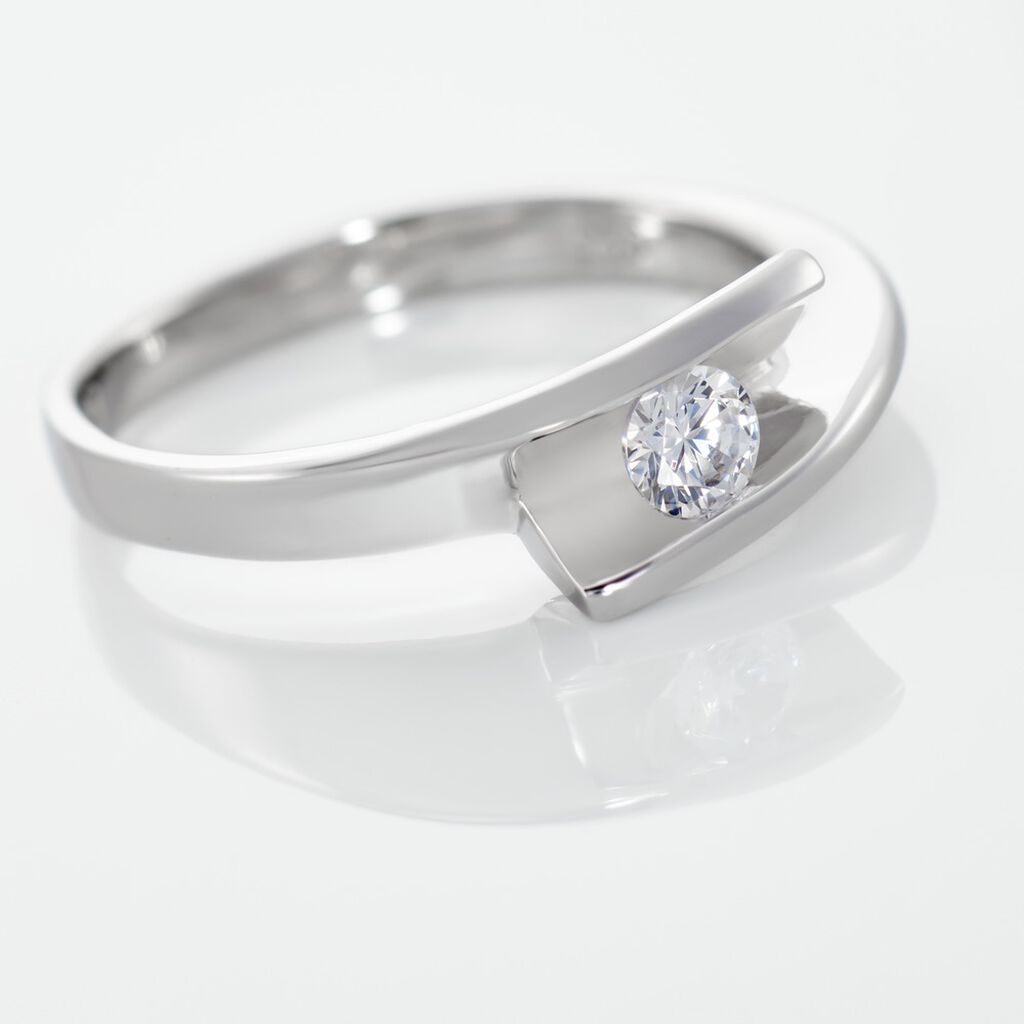 Damen Ring Silber 925 Zirkonia Wei&szlig; 0,29 ct B 2,63 mm