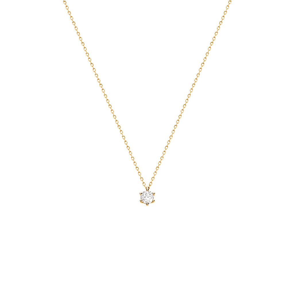 Sonate Damen Collier Gold 585 (14 Karat) Synthetischer Diamant Wei&szlig; 0,26 ct