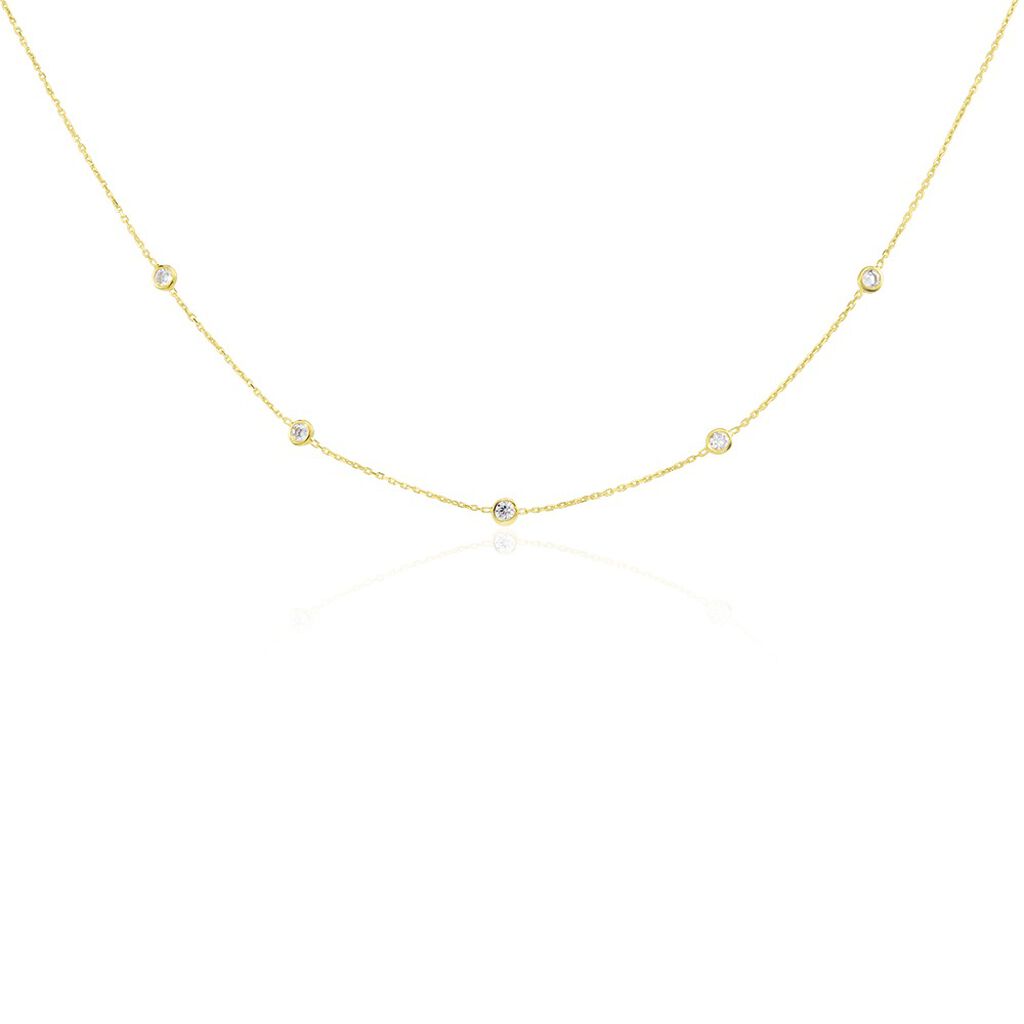 RENI Damen Collier Gold 375 (9 Karat) Zirkonia Wei&szlig; 0,620 ct