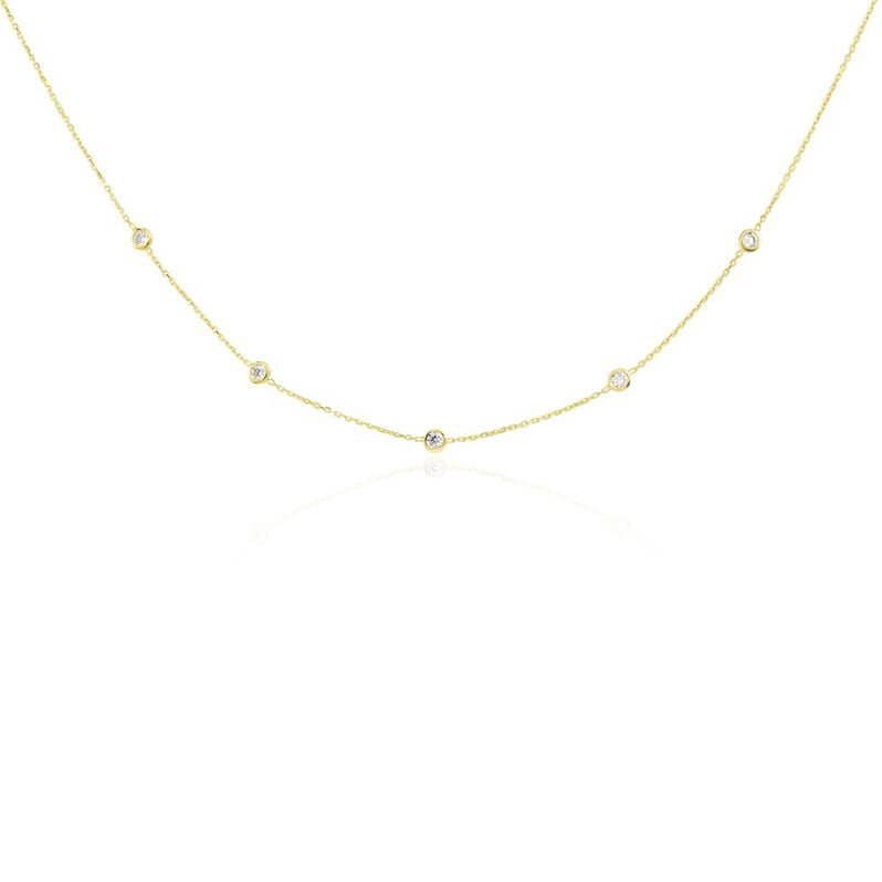 RENI Damen Collier Gold 375 (9 Karat) Zirkonia Wei&szlig; 0,620 ct - Halsketten Damen | OROVIVO