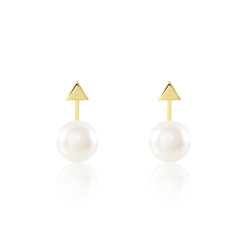 RADINA Damen Ohrstecker Silber vergoldet 925 Zuchtperle Wei&szlig; Dreieck - Ohrstecker Damen | OROVIVO