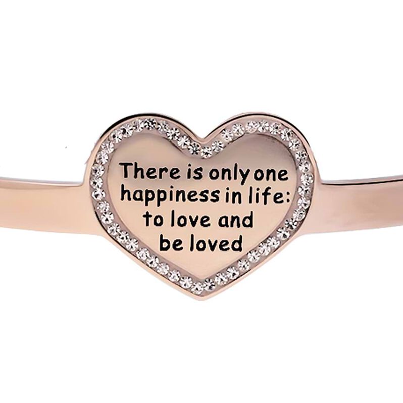 Bangle There is only one happiness in life: to love and be loved in acciaio rosato e strass - Spannringe Damen | OROVIVO