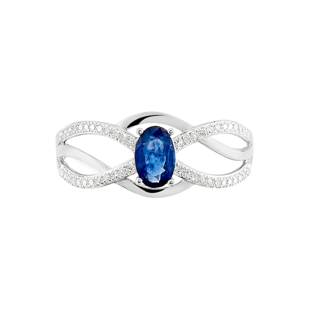 Bague Sohanna Or Blanc Saphir Et Diamant - Spannringe Damen | OROVIVO