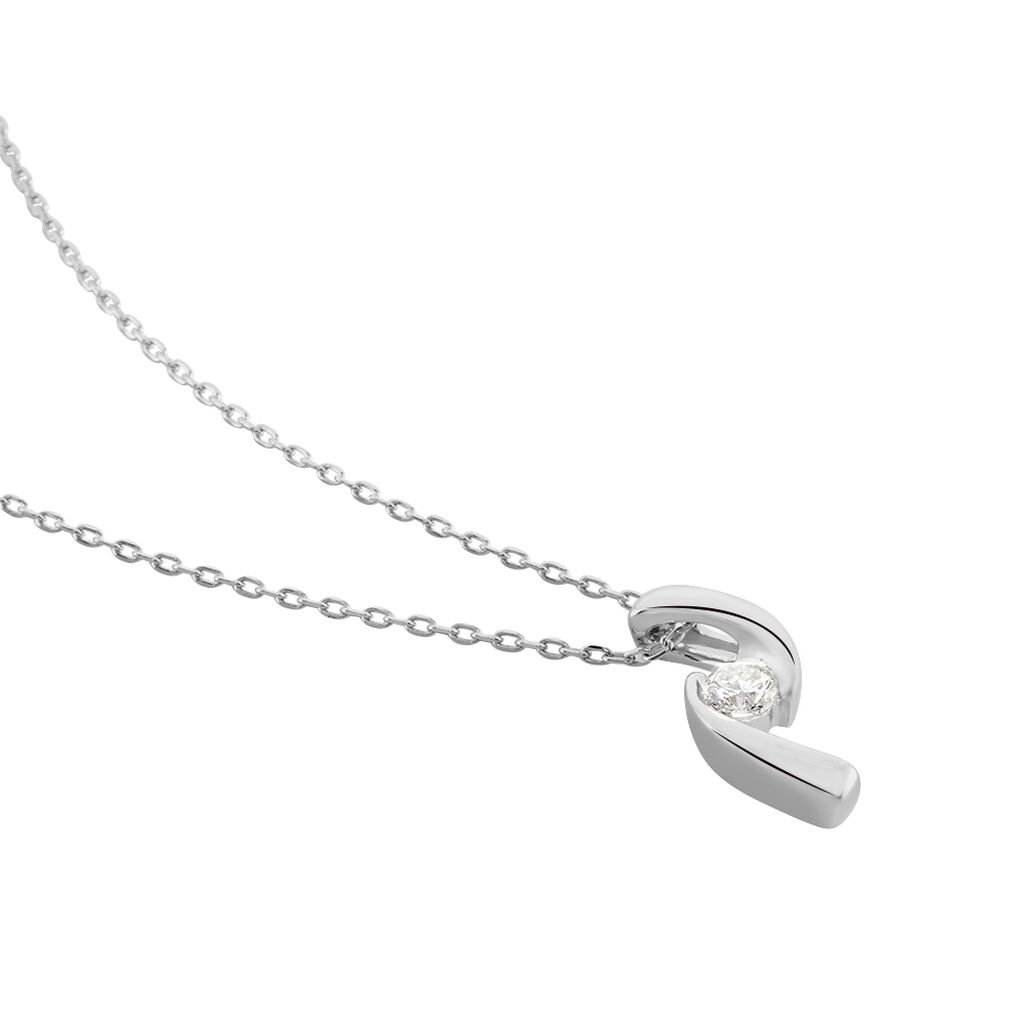 Damen Collier Weißgold 375 Diamant 0,11ct Welle Curvata - Halsketten Damen | OROVIVO