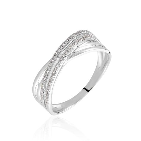 Damen Ring Weißgold 375 Diamanten 0,13ct gefreuzt Julianne - Ringe mit Stein Damen | OROVIVO