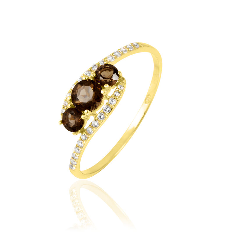 Bague Chloe Or Jaune Quartz Et Oxyde De Zirconium - Spannringe Damen | OROVIVO
