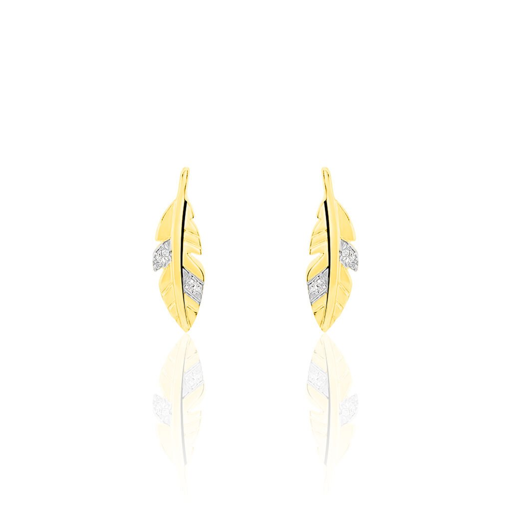 Boucles D'oreilles Or Jaune Auxane Plume - Spannringe Damen | OROVIVO