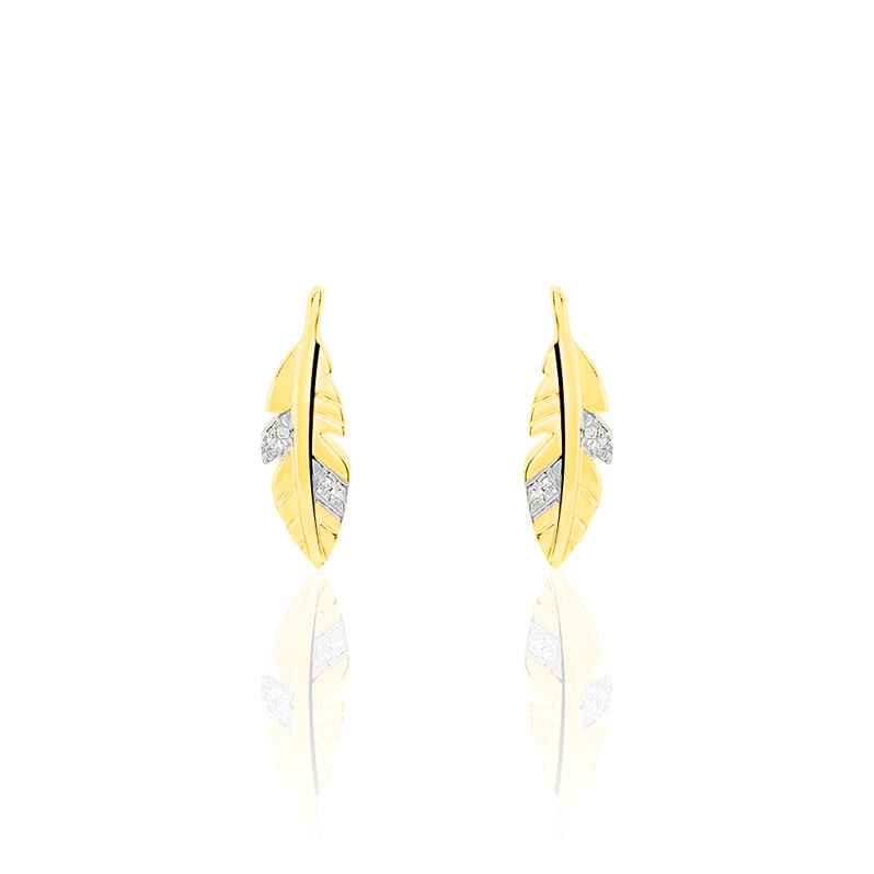 Boucles D'oreilles Or Jaune Auxane Plume - Spannringe Damen | OROVIVO