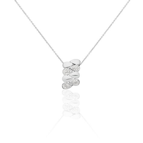 Damen Collier Weißgold 375 Diamant 0,08ct Blütenblatt Tropfen Burbu 45cm - Halsketten Damen | OROVIVO