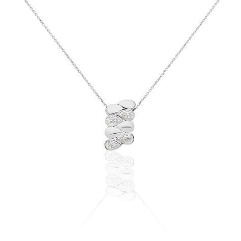 Damen Collier Weißgold 375 Diamant 0,08ct Blütenblatt Tropfen Burbu - Halsketten Damen | OROVIVO