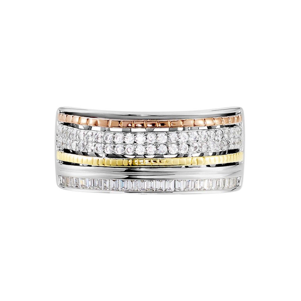 Damen Ring Silber Tricolor 925 Zirkonia Wei&szlig; 1,31 ct