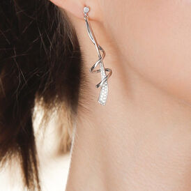 Damen Ohrstecker Lang Silber 925 Zirkonia - Ohrstecker lang Damen | OROVIVO
