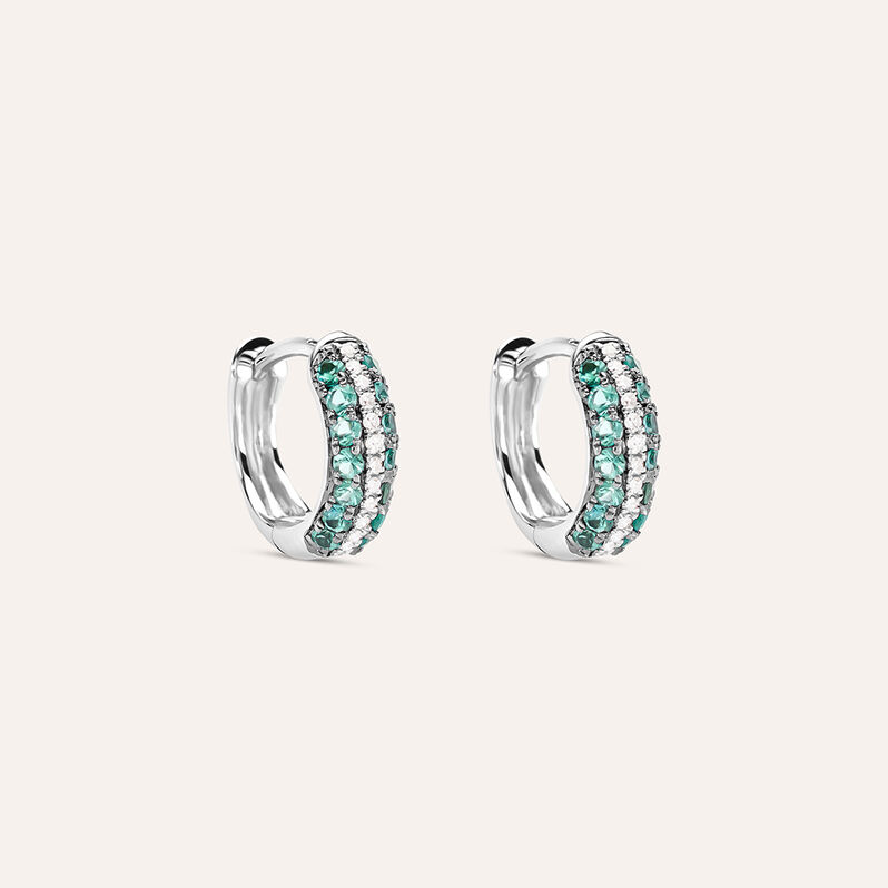 Orecchini A Cerchio Charlotte Oro Bianco Smeraldo Diamante - Spannringe Damen | OROVIVO