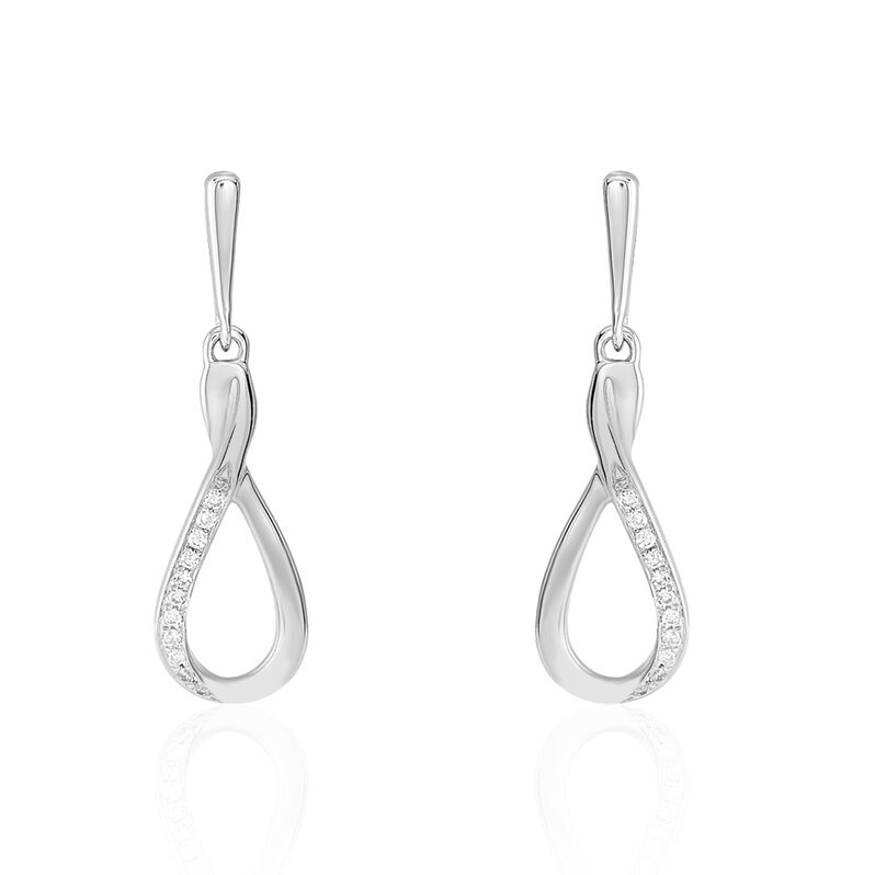 Boucles D'oreilles Pendantes Vanessa Or Blanc Diamant - Spannringe Damen | OROVIVO