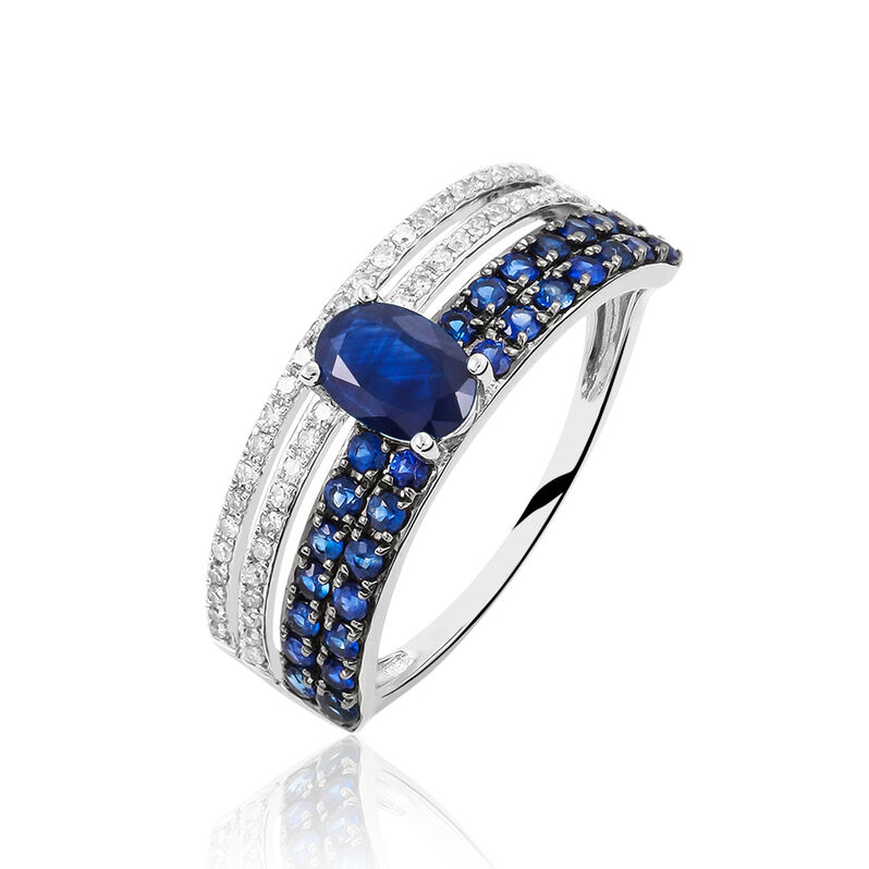 Bague Samsha Or Blanc Saphir Diamant - Spannringe Damen | OROVIVO