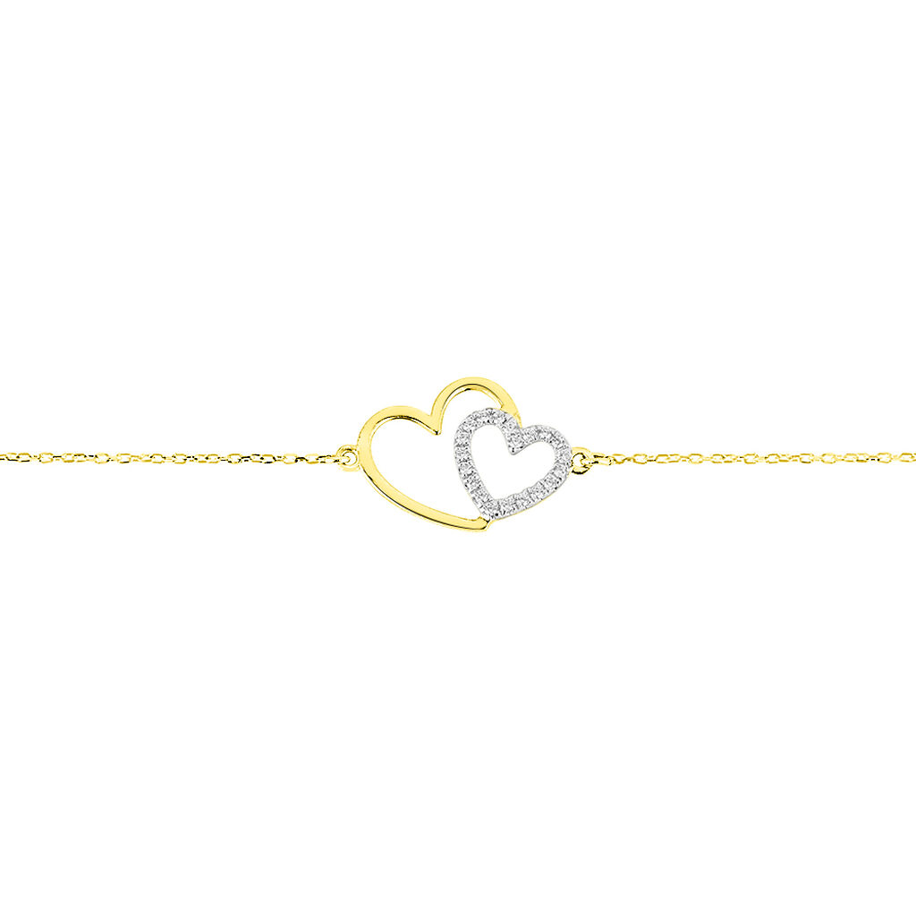 Bracelet Or Jaune Marineta Cœur Oxydes De Zirconium - Spannringe Damen | OROVIVO