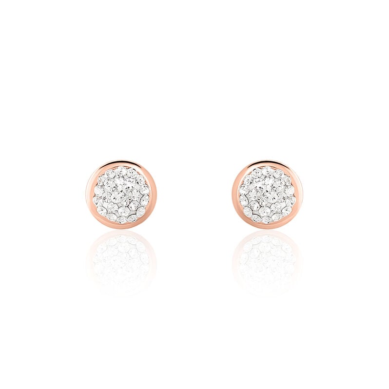 EDMEE CERCLE 1 Damen Ohrstecker Rosegold 375 (9 Karat) Strass Wei&szlig; Kreis - Ohrstecker Damen | OROVIVO