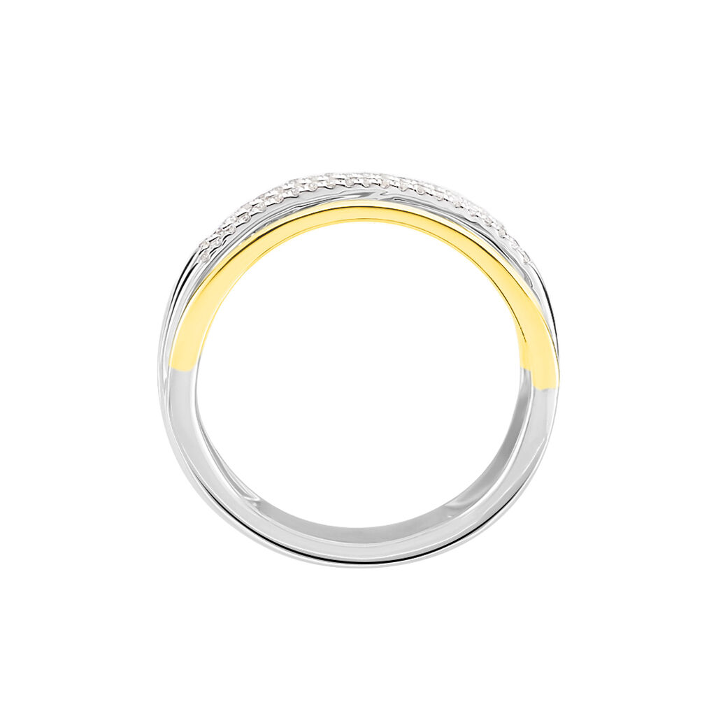 Damen Ring Gold Tricolor 585 Rund Weiß Forca - Ringe mit Stein Damen | OROVIVO