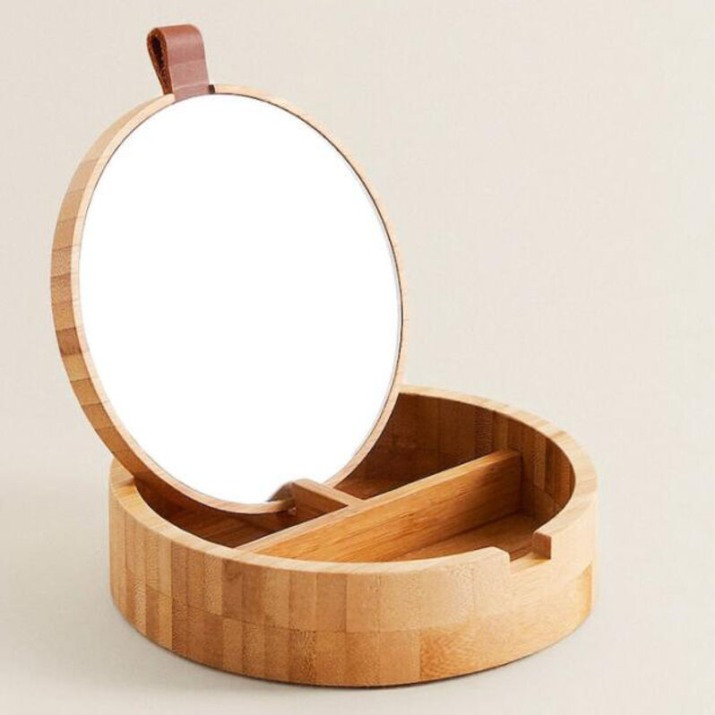 Bambusschatulle mit Spiegel - Schmuck mit Stein  | OROVIVO