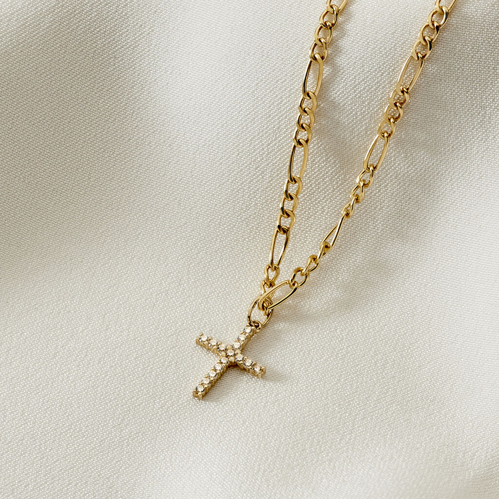 Kreuz Anhänger Gold 375 Zirkonia Canice - Schmuckanhänger Familie | OROVIVO