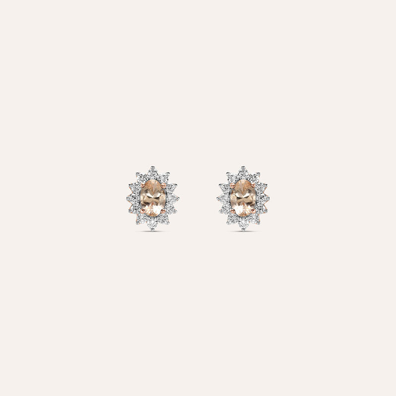 Orecchini Lobo Jasmine Oro Rosa Morganite Diamante - Spannringe Damen | OROVIVO