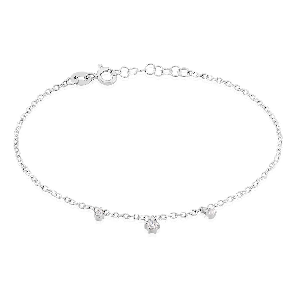 LUZ Damen Armband Silber 925 Zirkonia Weiß 0,480 ct Kreis B 1,7 mm, Armband mit Stein