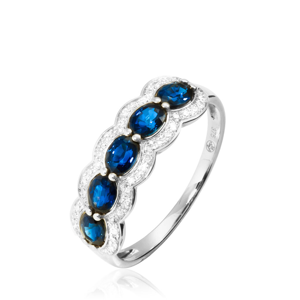 Bague Margaux Or Blanc Saphir Et Diamant - Spannringe Damen | OROVIVO