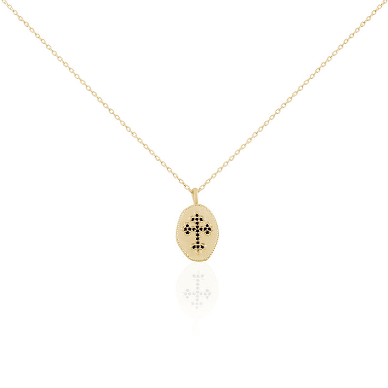 Collier Plaque Or Neva Ovale Croix Oxyde - Spannringe Damen | OROVIVO