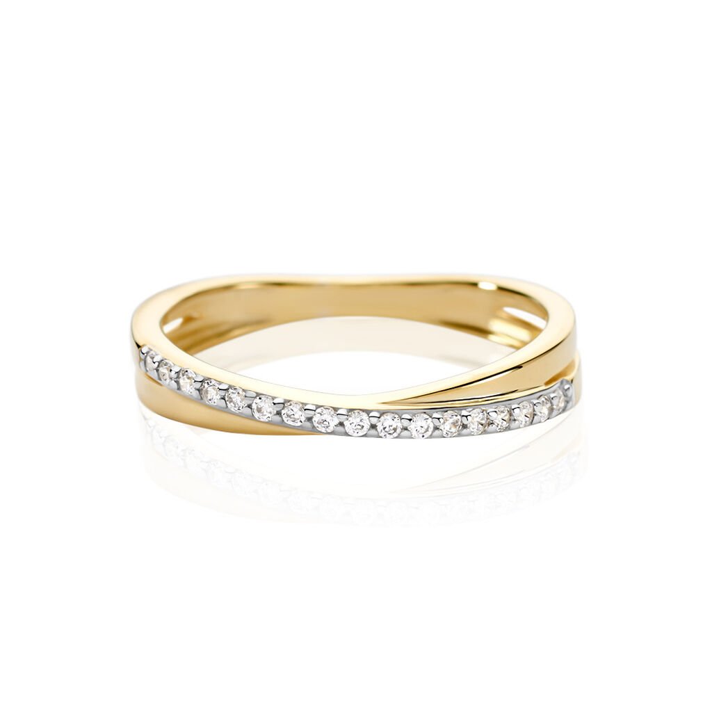 TUIZO Damen Ring Gold Bicolor Gold/Silber 375 (9 Karat) Andere Steine Weiß, Ring mit Stein