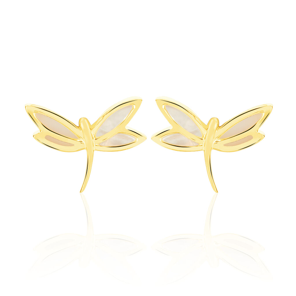 Damen Ohrstecker Gold 375 Perlmutt Perlmutt Libelle Libelle  - Ohrstecker Damen | OROVIVO