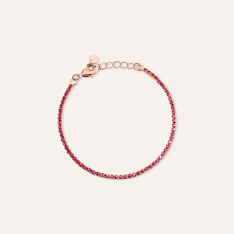 Bracciale Tennis Romantic Shine Metallo Rosa Cristallo - Spannringe Damen | OROVIVO