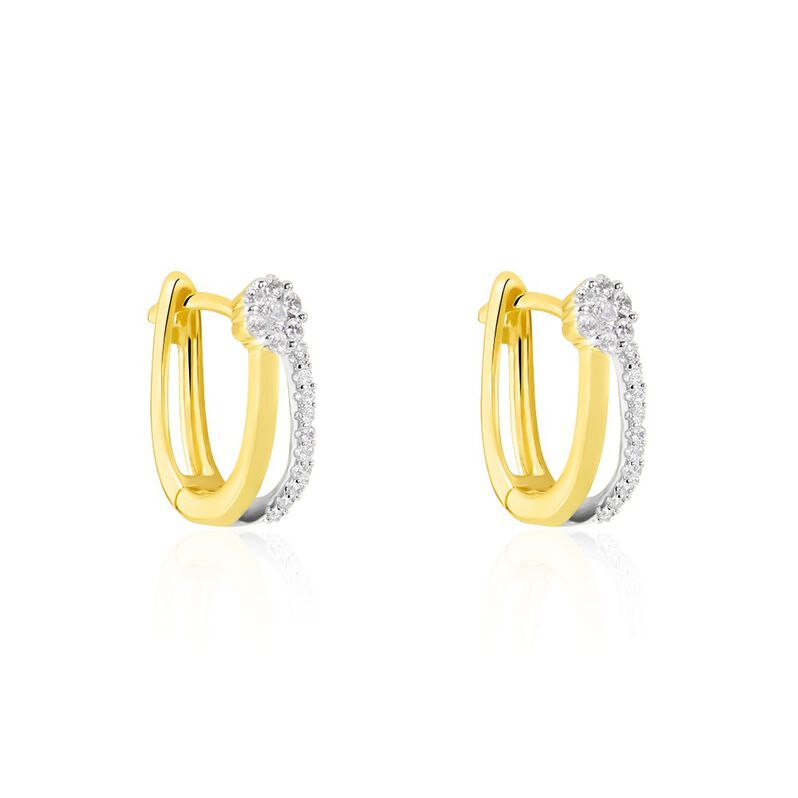 SIMA Damen Creolen Gold 375 (9 Karat) Zirkonia Wei&szlig; - Creolen Damen | OROVIVO