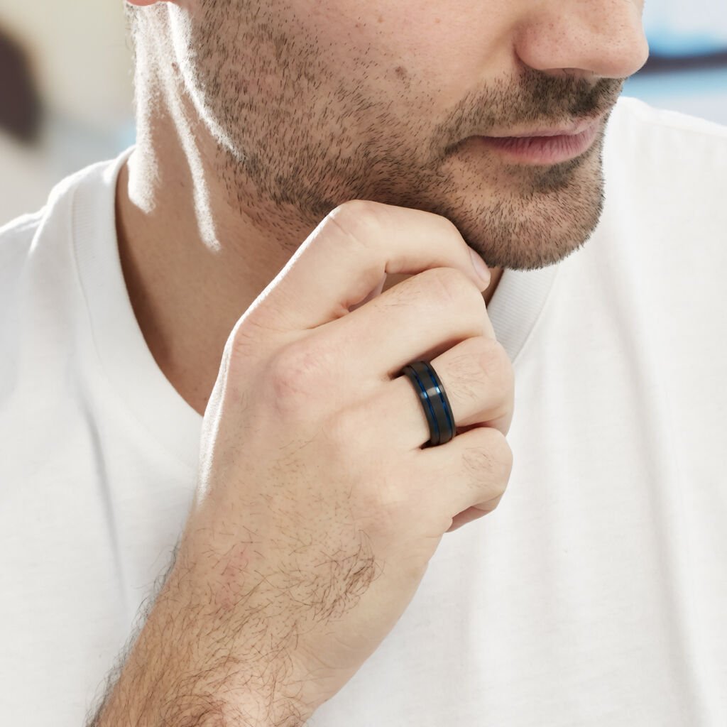 Bague Acier Bleu - Spannringe Herren | OROVIVO