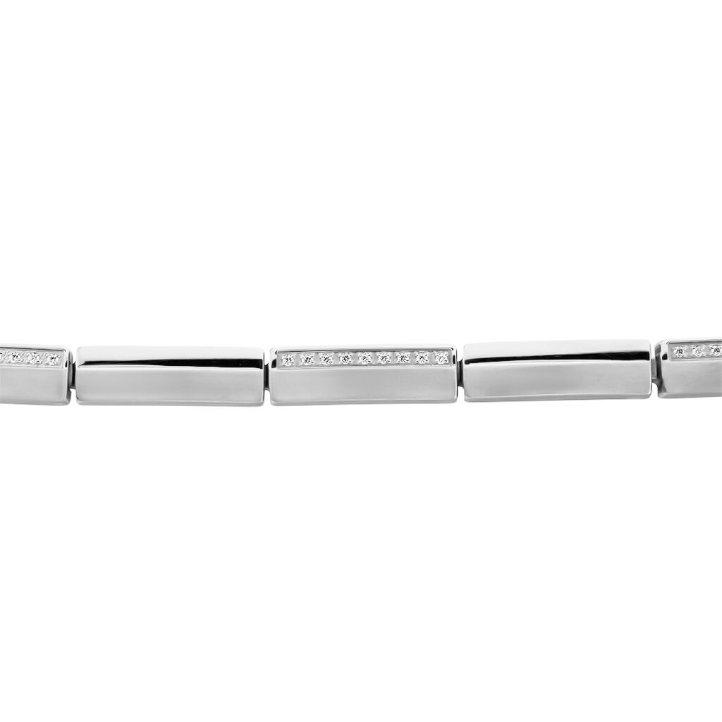 KIMBERLY Damen Armband Titan Zirkonia Wei&szlig; 0,220 ct Rechteckig B 5 mm