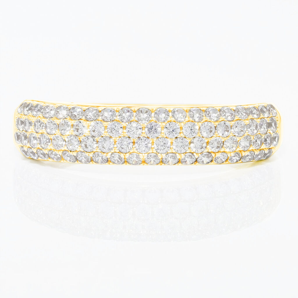 Bague Or Jaune Aiza Forme Bombee Pavage Oxydes De Zirconium - Spannringe Damen | OROVIVO